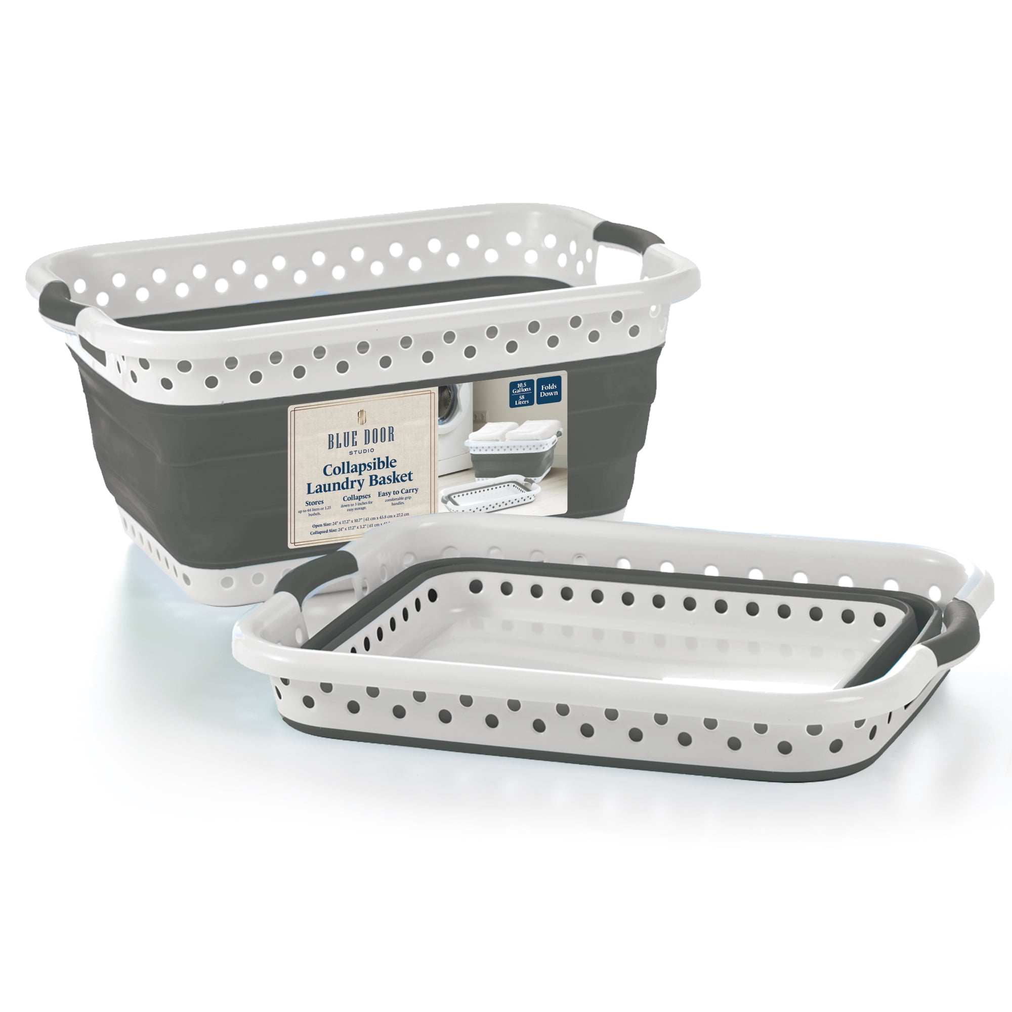 Blue Door Collapsible Laundry Basket, 10.5-Gallon Gray photo 1