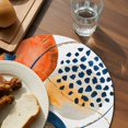 thumbnail image 3 of Orange Blue Boho Round 13 Inch Placemats Set of 6, Ethnic Abstract Geometric Striped HeatResistant Non Slip Place Mats for Dining Table, Wipeable Braided Kitchen Table Mats for Housewarming, 3 of 9