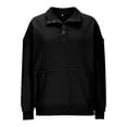 thumbnail image 5 of BXJX Women's Collared Button Sweatshirt- Pullover Fall Casual Fashion Pocket Sweatshirts Black Size L, 5 of 6