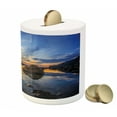 thumbnail image 3 of Tropical Piggy Bank, Twilight Rocky Sea Coast at Thailand Beach Exotic Night Dawn in Dramatic Image, Ceramic Coin Bank Money Box for Cash Saving, 3.6" X 3.2", Blue Apricot, by Ambesonne, 3 of 4