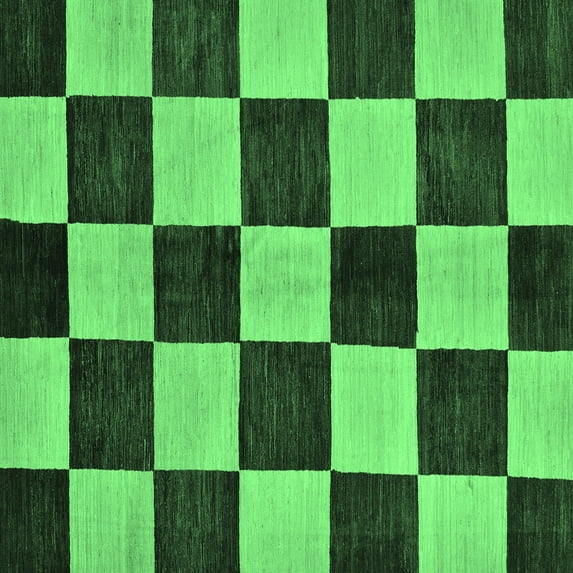 Ahgly Company Indoor Square Checkered Emerald Green Modern Area Rugs, 7' Square