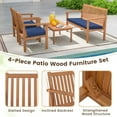 thumbnail image 3 of Aimee Lii 4 Pieces Patio Wood Furniture Set Acacia Wood Sofa Set with Loveseat, Patio Furniture Sets, Navy, 3 of 7