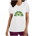 thumbnail image 3 of lcziwo Lucky Clover Rainbow Shirts for Women 2025 St Patrick's Day Short Sleeve Irish Shirts Loose Fit V-Neck Scrubs Tops with Pockets White XXL Saving Sales, 3 of 7