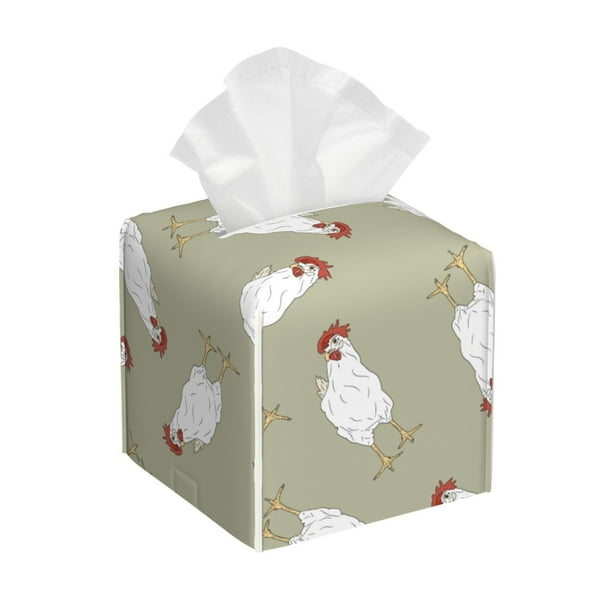 Balery Funny Chicken Porta Pañuelos de Cuero con Estampado – Funda Moderna Cuadrada para Caja de Pañuelos, Dispensador 5x5x5''