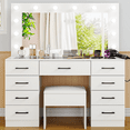 thumbnail image 2 of Ktaxon Large Makeup Vanity, Get Ready with Me GRWM Vanity Table Set w/ Visible Glass Top w/ Charging Station, White, 2 of 8