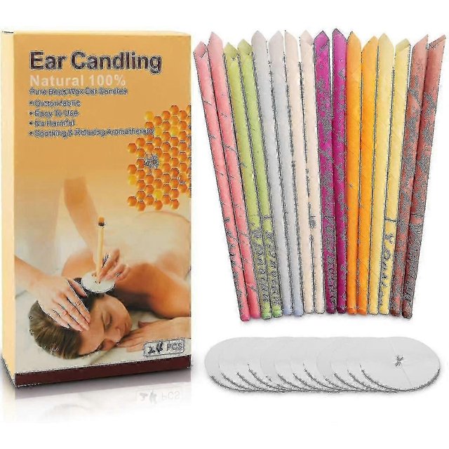 24pcs Natural Ear Candles,beeswax Hollow Cone Candling Non-toxic,aromatherapy Ear Candle GuanGuan