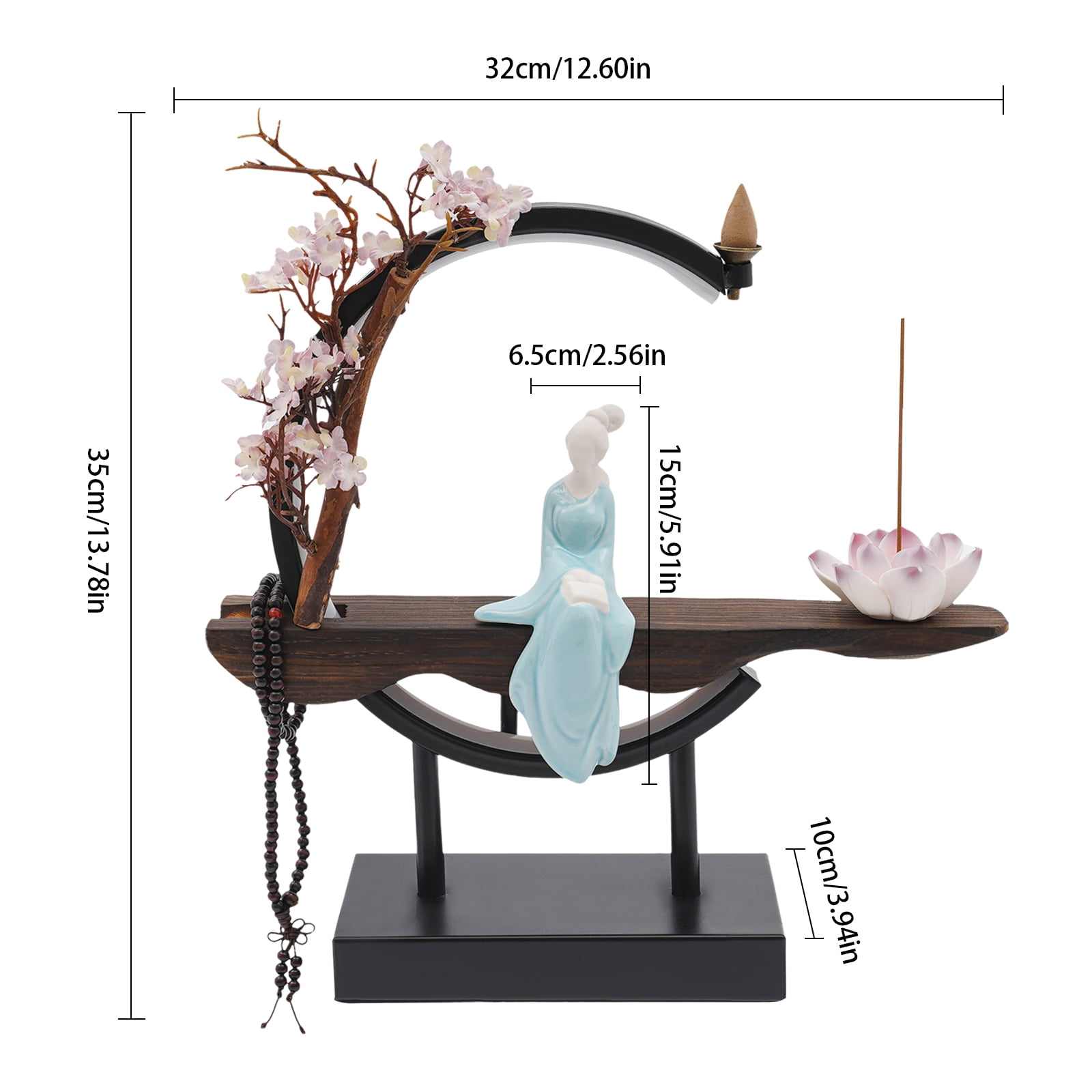 Retro Style Porcelain Backflow Incense Burner Incense Cone Sticks Holder Home Decor for Home and Office Classical