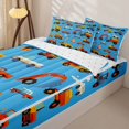 thumbnail image 3 of Castle Fairy Cartoon Construction Truck Zipper Twin Comforter Sets with Fitted Sheet and 2 Pillowcases,Cute Excavator Vehicle Zipper Bedding Set for Bedroom,Bright Blue,4-Piece,Reversible, 3 of 6