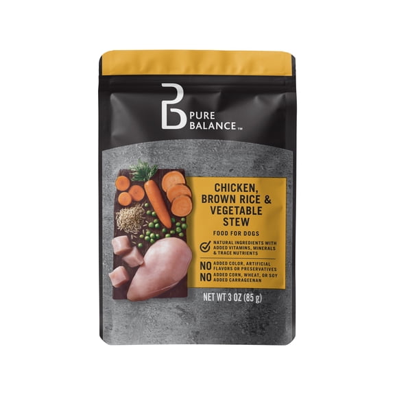 Pure Balance Chicken, Brown Rice, & Vegetable Stew Cuts in Gravy Wet Dog Food, 3 oz Pouch