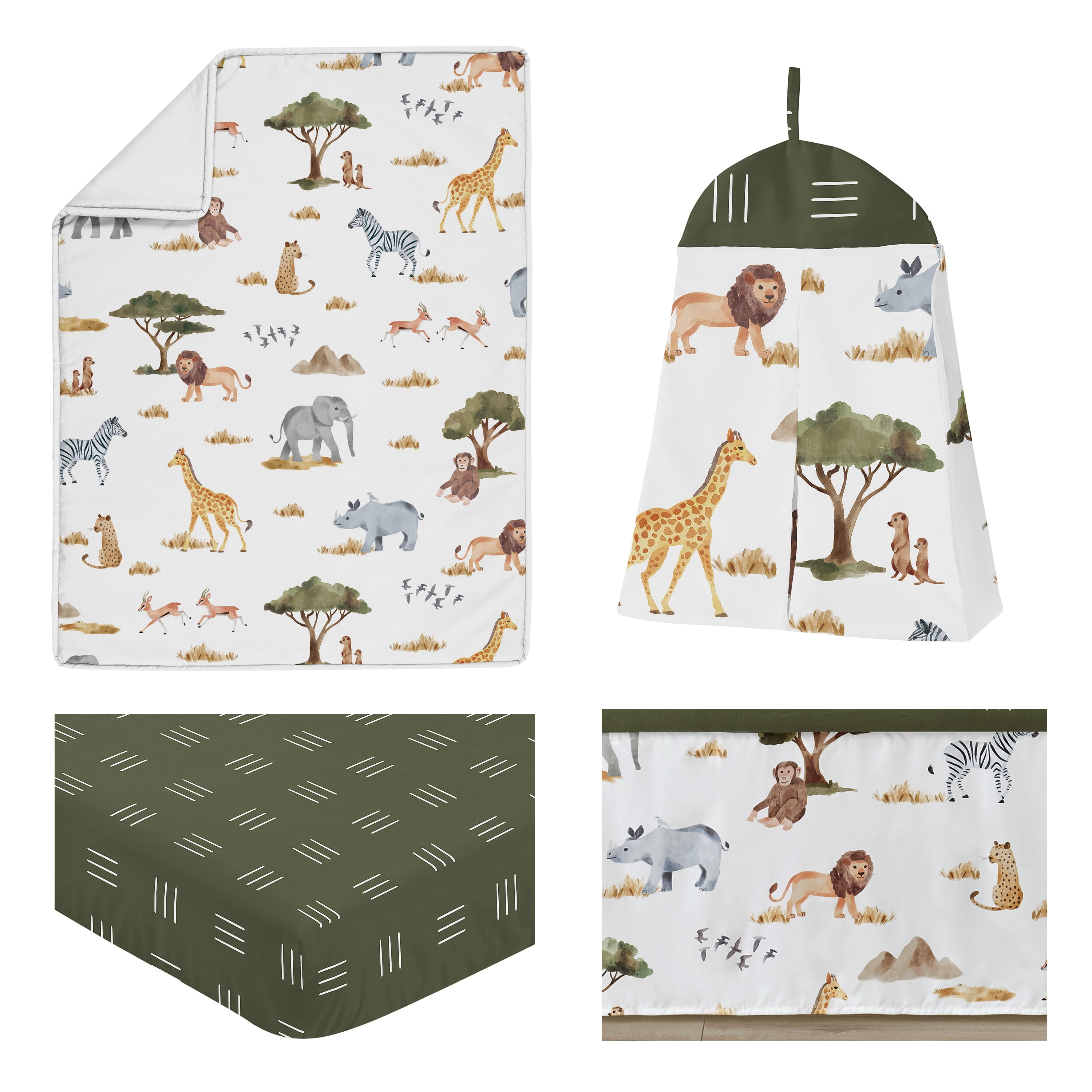 Sweet Jojo Designs Jungle Multicolor 4 Piece Crib Bedding Set