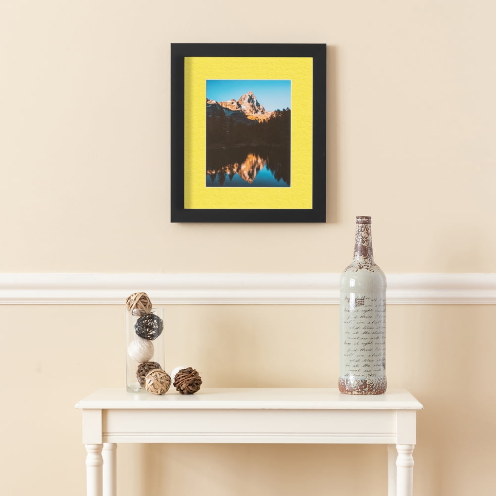 ArtToFrames 14x14" Matted Picture Frame with 10x10" Single Mat Photo Opening Framed in 1.25" Satin Black and 2" Canary Mat (FWM-3926-14x14)