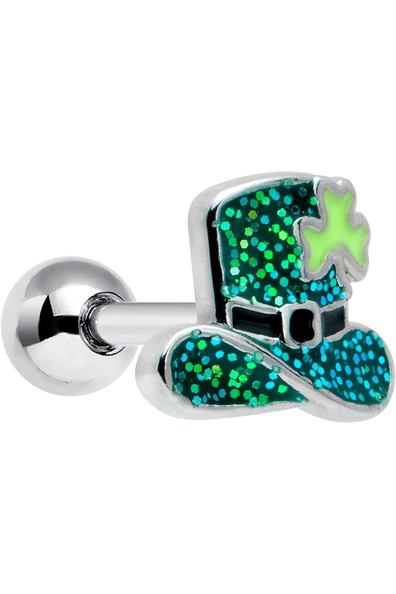 16G Womens 6mm Stainless Steel Top Hat Shamrock Mens Helix Jewelry 1/4