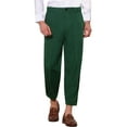 thumbnail image 1 of Pantalones de vestir recortados INSPIRE CHIC para hombres, de cintura elástica, longitud hasta el tobillo, tapered, color verde 34, 1 of 4