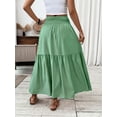 thumbnail image 3 of Sage Green Tiered Flowing Maxi Skirt With Elastic Waist And Pockets, 3 of 6