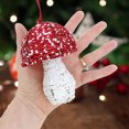 thumbnail image 3 of Beaded Mushroom Christmas Ornament - Large Toadstool Decoration, 3 of 4
