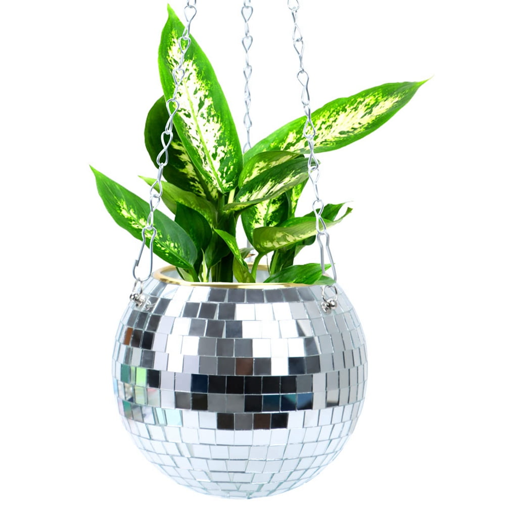 Disco Ball Planter Disco Ball Plant Hanger, Mirror Disco Planter with