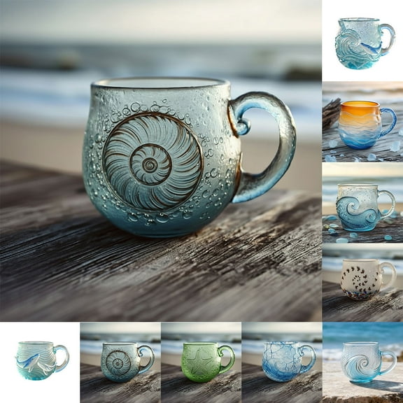 11.8oz Sea Wave Mug Conch-Dewdrop Mug Oceans Themed Mugs Resin Handcrafted Sea-Inspired Mug for Tea & Coffee Ocean Lovers Christmas Valentine Gift JASKFLY