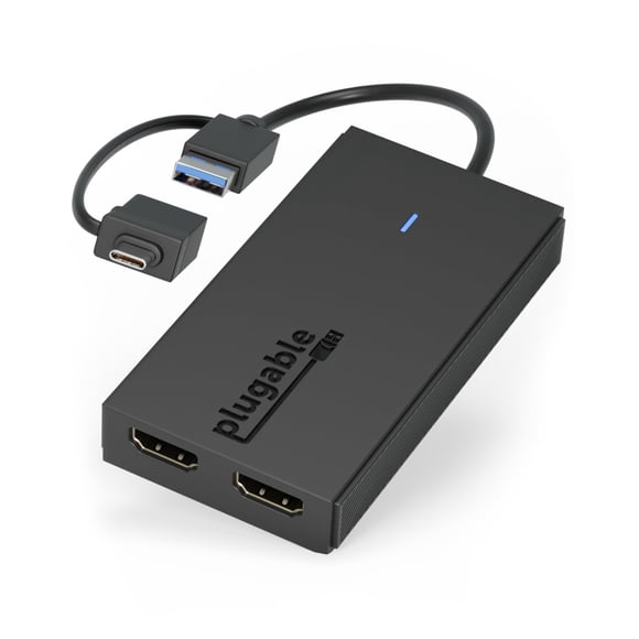 Plugable Adaptateur Double Moniteur pour Systèmes macOS M1/M2/M3/M4, Windows, ChromeOS. Grand Compatibilité - Thunderbolt, USB-C, USB 3.0 vers HDMI Adaptateur pour