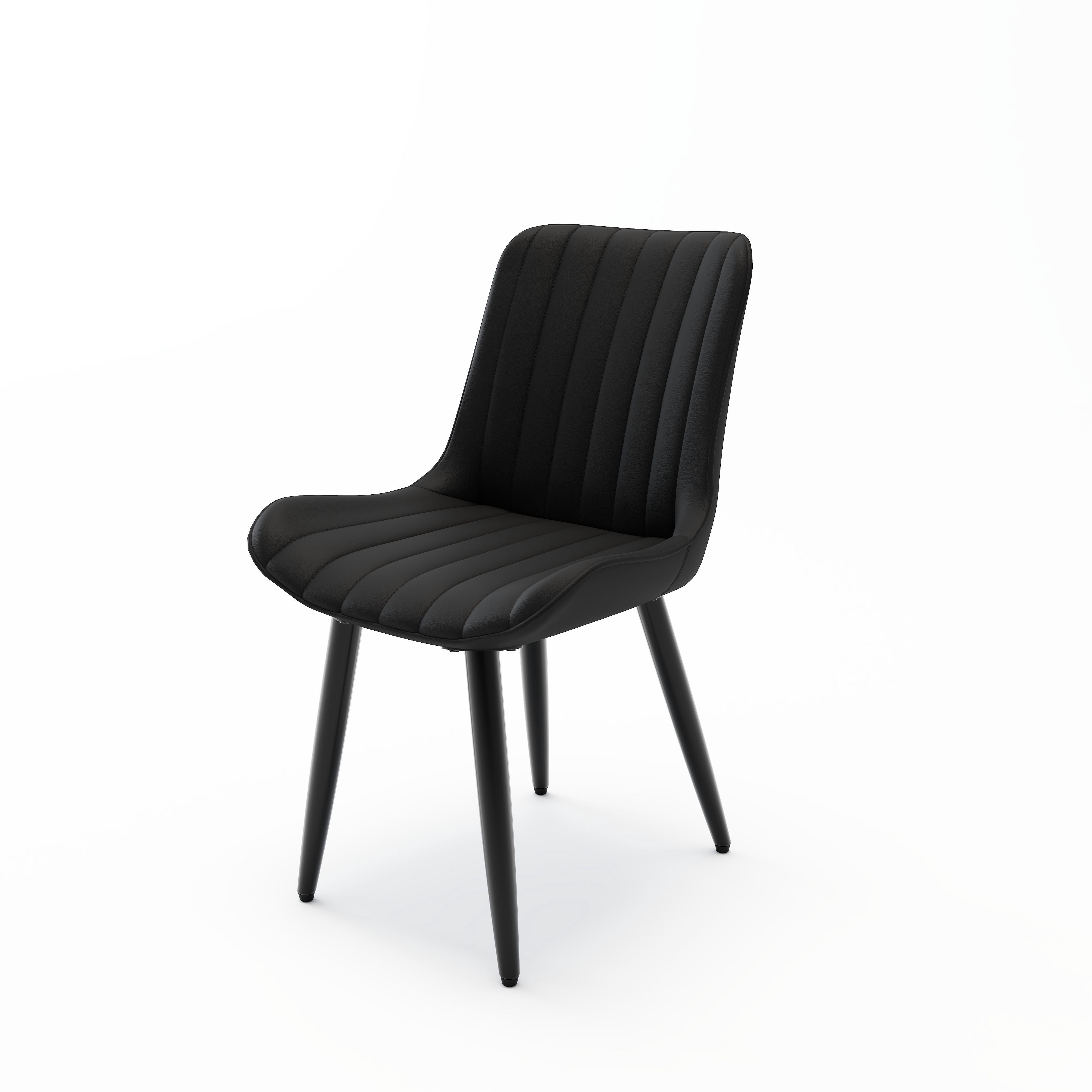 Alvantor Dining Chairs Set of 2 Upholstered Side Chairs with Padded Seats & Metal Legs for Kitchen Living Room Black