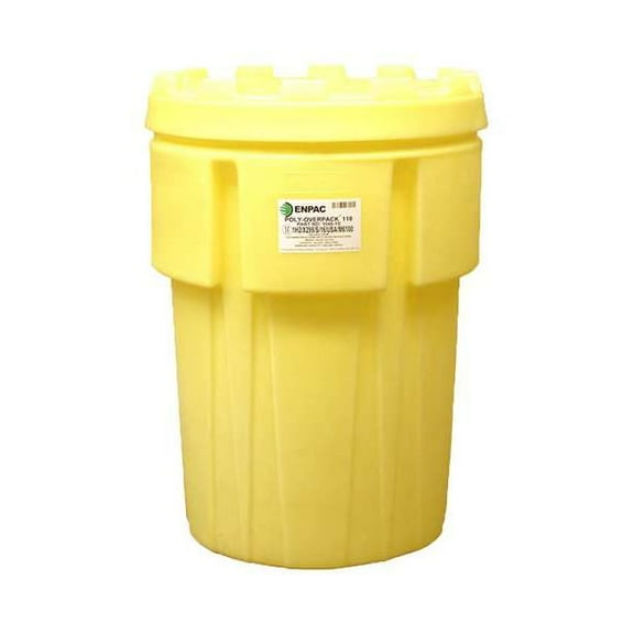 Enpac Open Head Salvage Drum, Polyethylene, 103 gal, Unlined, Yellow 1040-YE