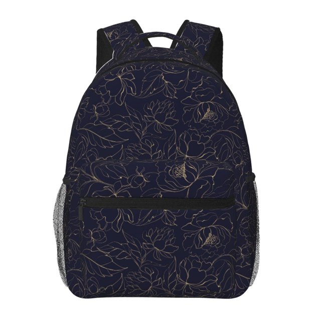 Balery Copper-Gold Gloss Outline Peony Mochila Escolar Impresa, Mochila Ligera para Viajes Casual, Mochila Duradera y Cómoda Multifuncional, Mochila para Laptop-One Size