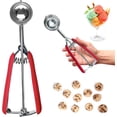 thumbnail image 1 of Cuillère à Biscuits pour la Cuisson, Cuillère à Crème Glacée, Cuillère à Biscuits en Acier Inoxydable 1 Cuillère à Soupe, Conception à Poignées en Caoutchouc Rouges, Durable et Sans Effort, pour Crème Glacée, Boule à Melon et Cuillère à Pâte à Biscuits (60# Petit)., 1 of 6