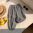 thumbnail image 2 of Baby Girl Pants Toddler Plaid Striped Elastic Casual Pants Summer Lightweight Proof Black 18-24 Months, 2 of 5