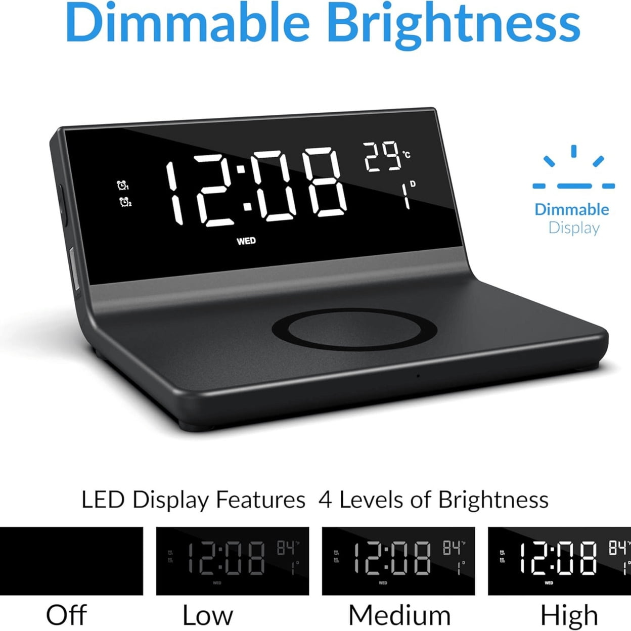 Supersonic Dual Alarm Clock 2-in-1 Wireless Charger SC-6025QI