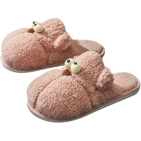 

PIKADINGNIS Women Men Cute Animal Fluffy Fu rCozy House Slippers Soft Non-slip Funny Halloween Christmas Home Shoes Indoor