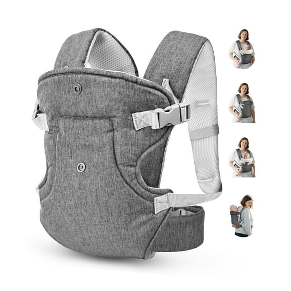 RUPOUN Baby Carrier, Convertible Soft & Cool Baby Carrier, 4-Position, Gray, for Child, Infant, Newborn