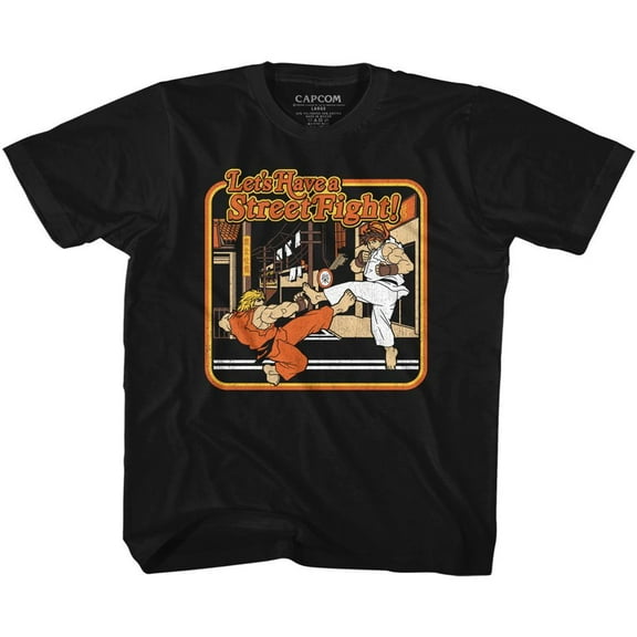 Street Fighter Storybook Style Black Youth T-Shirt