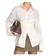 thumbnail image 1 of Blusa Informal de Mujer con Botones Al Frente, Cuello en V, Larga, Diseño Cruzado con Lazo, Ideal para el Trabajo Top Corto Elegante M, 1 of 9
