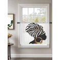 thumbnail image 2 of Sheer Curtains 45 Inch Length, Africans Semi Sheer Curtains Light Filtering Window Treatment, Modern Abstract Ethnic Women Privacy Voile Drapes for Living Room Bedroom 52x45 Inch, 2 of 7