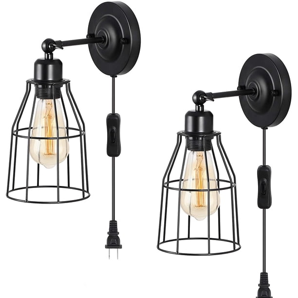Battery operated black wall sconces，Hardwired bedroom sconce light with