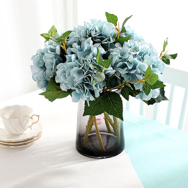 2 uds cabeza de flor de imitación de Hortensia de seda con tallos para la decoración del hogar de la boda ZefeiWu 8390613047588