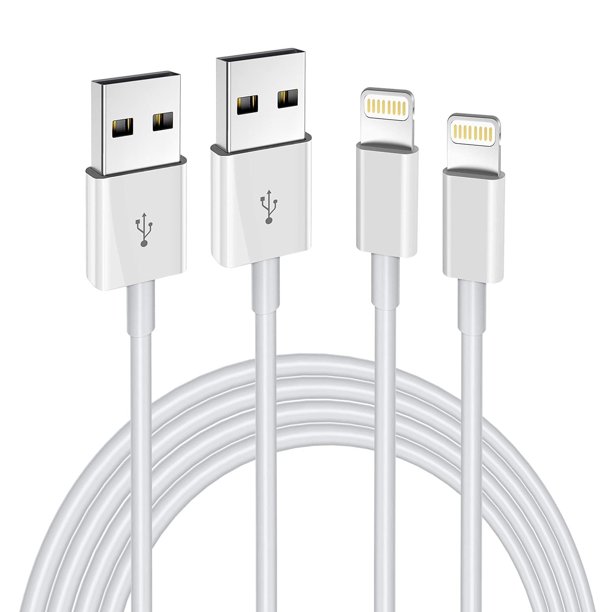 Cable de carga Hi-Mobiler para iPhone Lightning de 2 m, paquete de 2 unidades, blanco