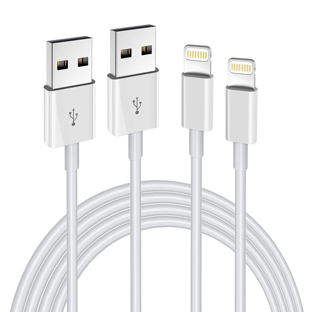 Cable de carga Hi-Mobiler para iPhone Lightning de 2 m, paquete de 2 unidades, blanco