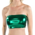 thumbnail image 3 of SWSMCLT Women's Metallic Crop Tops Bandeau Tube Top Soft Shiny Strapless Rave Halloween Sexy Smooth Fitted Green X-Large, 3 of 4