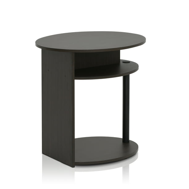 Furinno JAYA Design Simple Table de Bout Ovale, Noyer, 15080WNBK