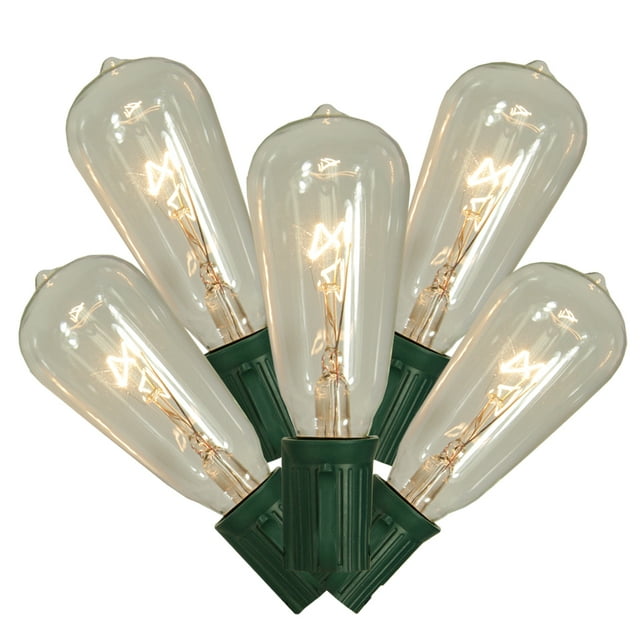 Vickerman 10-Count Clair et Vert Transparent ST40 Lumières de Patio de Style Edison, 9 ft Fil Vert