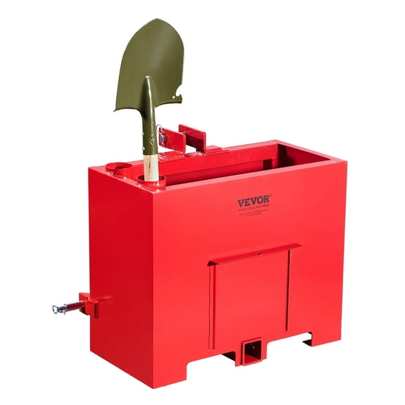 VEVOR Ballast Box, 3-Point Category 1 Tractor Ballast of 800lbs Capacity, for 2 Inch Hitch Receiver, Heavy-Duty Steel 4.3 ft³ Large Volume Loader Attachment with Sliding Door, Red