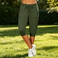 thumbnail image 4 of Lenpel Women's Yoga Capri Joggers Fashion Drawstring Elastic Waist Cropped Pants with Pockets Comfy Lightweight Workout Lounge Pants, 4 of 7