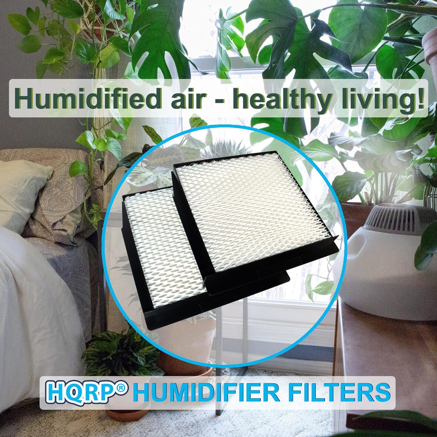 HQRP 2-Pack 1040 Wick Humidifier Filters Replacement for Essick Air AIRCARE 3D6100, 5D6700, 7D6100, D46720, CM330AWHT, CM330ABLK, CM330DWHT, CM330DBLK, E35000, E27000, MA0300, MA0500 Humidifiers