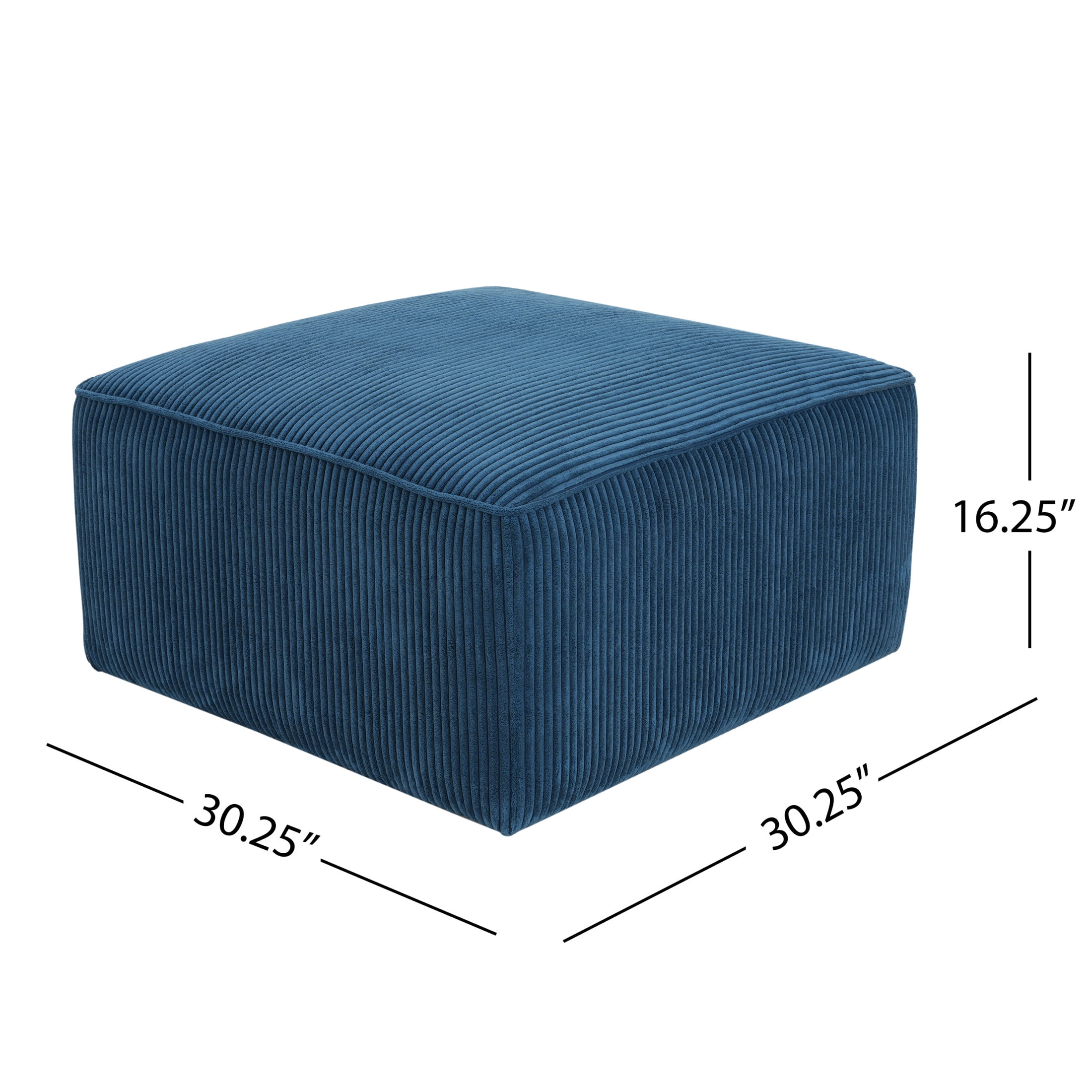 Christopher Knight Home 30.25" Corduroy Upholstered Sectional Ottoman, Wood Frame, Navy Blue