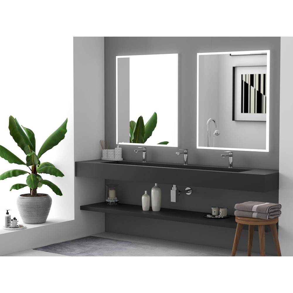 CastelloUSA Pyramid Solid Surface Wall-Mounted Bathroom Sink Black 84"