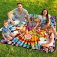 thumbnail image 7 of Colorful Tie Dye Vortex Picnic Blanket Waterproof Outdoor Beach Blanket Hand-held Pad Suitable for Travel, Camping, Beach, Family Gatherings, 7 of 7
