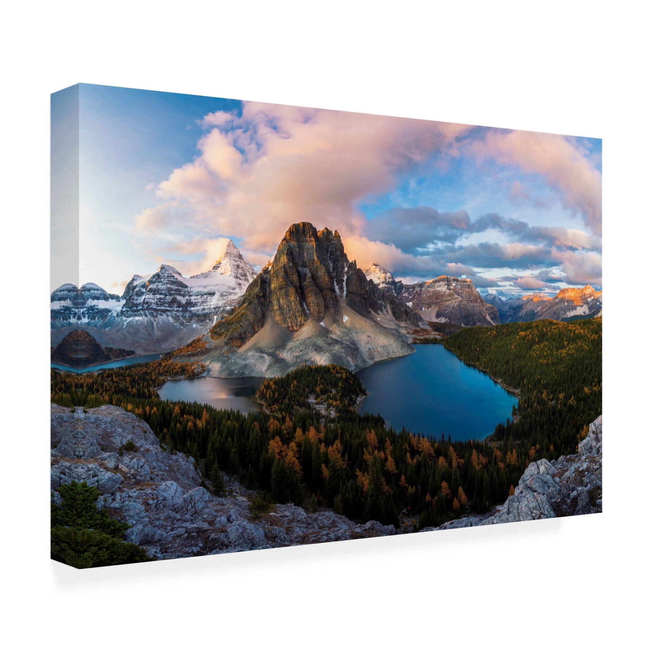 Canvas Wall Art - Jenny L. Zhang 'Sunrise At Mt Assiniboine' Wall Art for Living Room, Bedroom, or Office Décor by Trademark Fine Art - 32 x 22 Inches