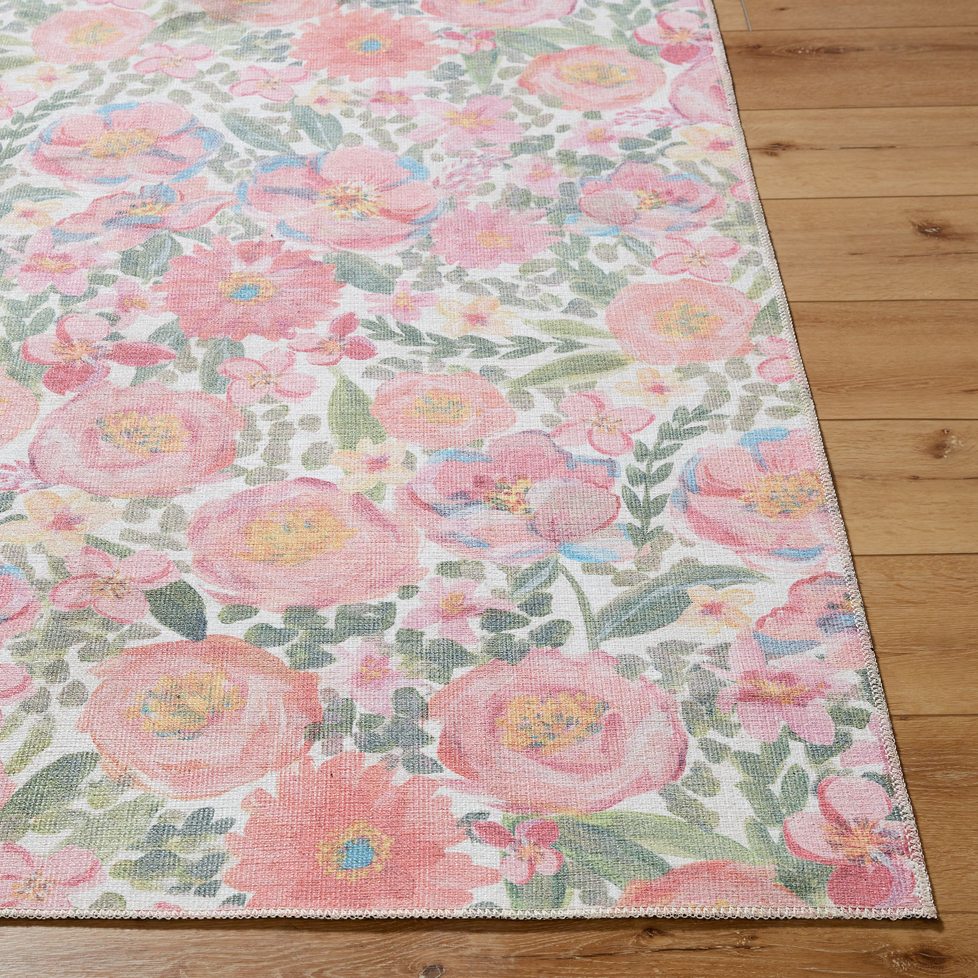 My Texas House Delaney Floral Indoor Washable 9 x 12 Area Rug