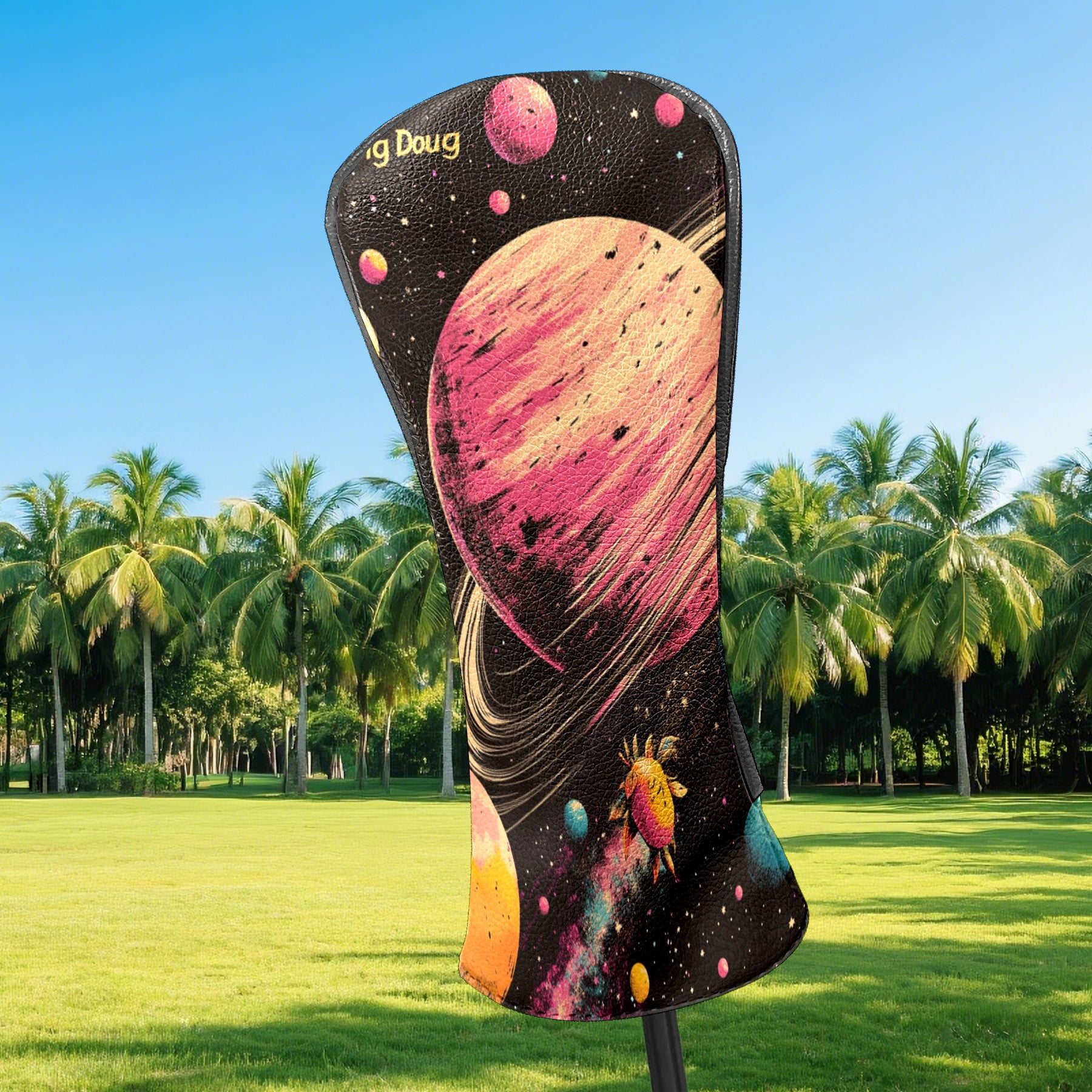 Golf Club Covers PU Leather Waterproof Head Covers for Fairway Woods Hybrids Anime Space Unisex Fits Most Brands