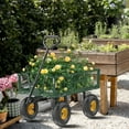 thumbnail image 3 of UBesGoo 37.6x20x35.4in Folding Steel Mesh Garden Cart, 880lb Capacity, Removable Sides, All-Terrain Wheels, Green, 3 of 9